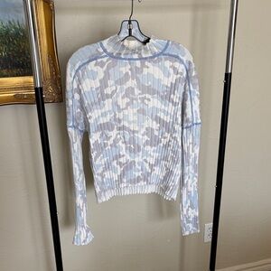 Central Park West Blue and White Camo Women's Sweater
